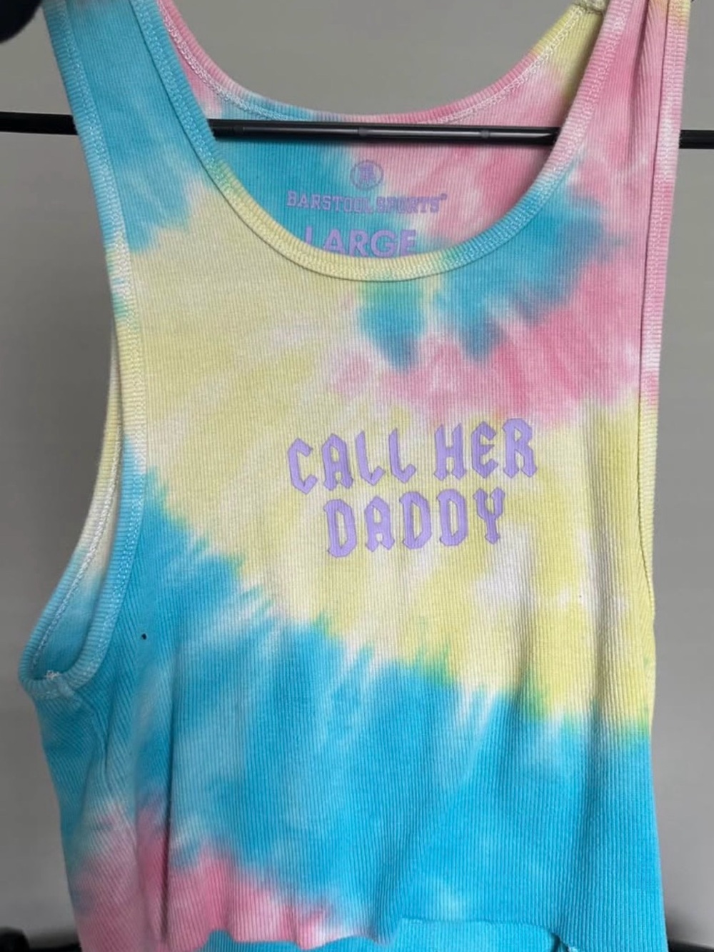 Call Her Daddy Tie-Dye Tank Top - Pastel Blue, Pink & Yellow